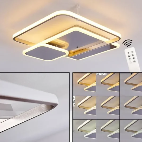hofstein Plafonnier ManzanalesÂ  LED Chrome, 1 lumière, Télécommandes* Lampes Modernes