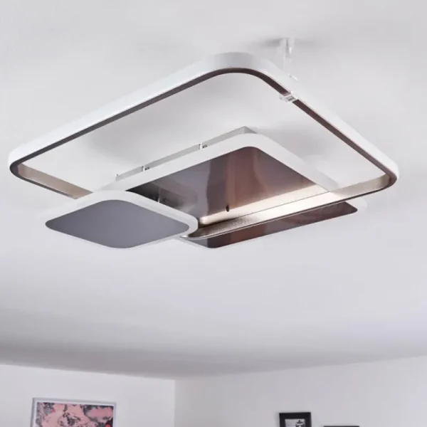 hofstein Plafonnier ManzanalesÂ  LED Chrome, 1 lumière, Télécommandes* Lampes Modernes