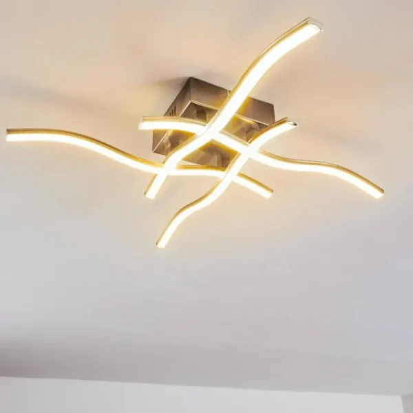 hofstein Plafonnier Mapleton LED Nickel mat, 4 lumières* Lampes Modernes