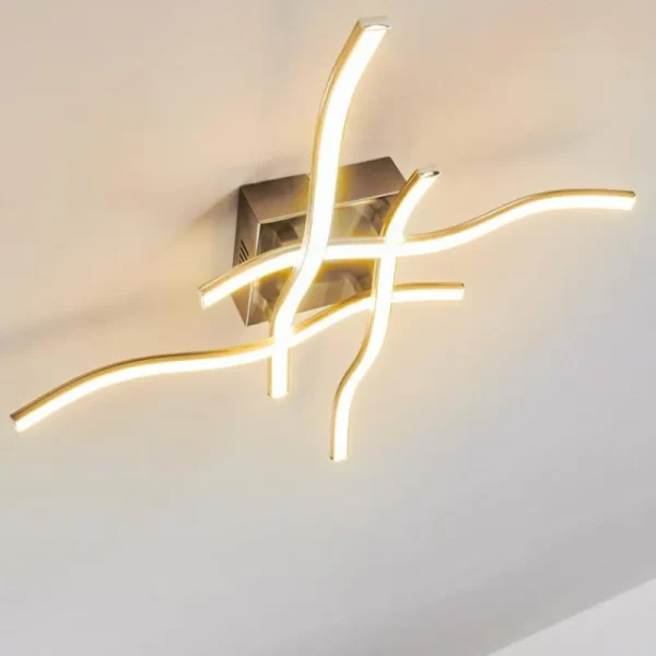 hofstein Plafonnier Mapleton LED Nickel mat, 4 lumières* Lampes Modernes