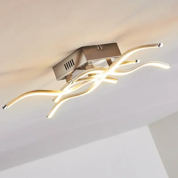 hofstein Plafonnier Mapleton LED Nickel mat, 4 lumières* Lampes Modernes