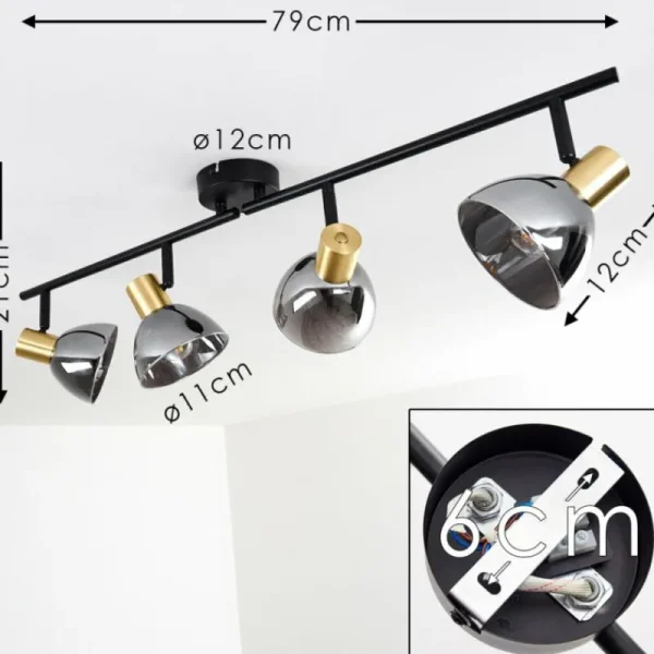 hofstein Plafonnier Mariefred Noir, 4 lumières* Lampes Modernes
