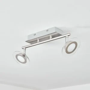 hofstein Plafonnier Marsen LED Chrome, Nickel mat, 2 lumières, Télécommandes, Changeur de couleurs* Lampes Modernes