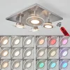 hofstein Plafonnier Marsen LED Nickel mat, 4 lumières, Télécommandes, Changeur de couleurs* Lampes Modernes