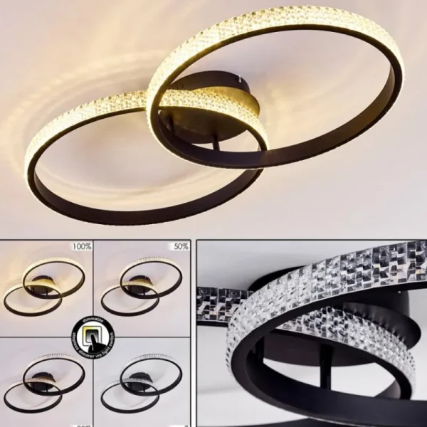 hofstein Plafonnier Melosa LED Noir, Blanc, 1 lumière* Lampes Modernes