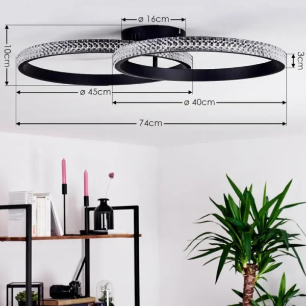 hofstein Plafonnier Melosa LED Noir, Blanc, 1 lumière* Lampes Modernes