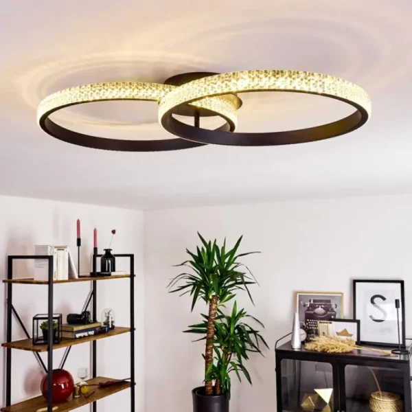 hofstein Plafonnier Melosa LED Noir, Blanc, 1 lumière* Lampes Modernes