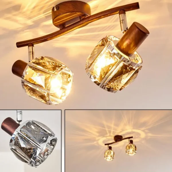 hofstein Plafonnier Micuna Bronze, 2 lumières* Lampes En Verre