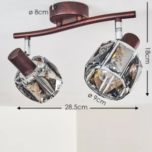 hofstein Plafonnier Micuna Bronze, 2 lumières* Lampes En Verre