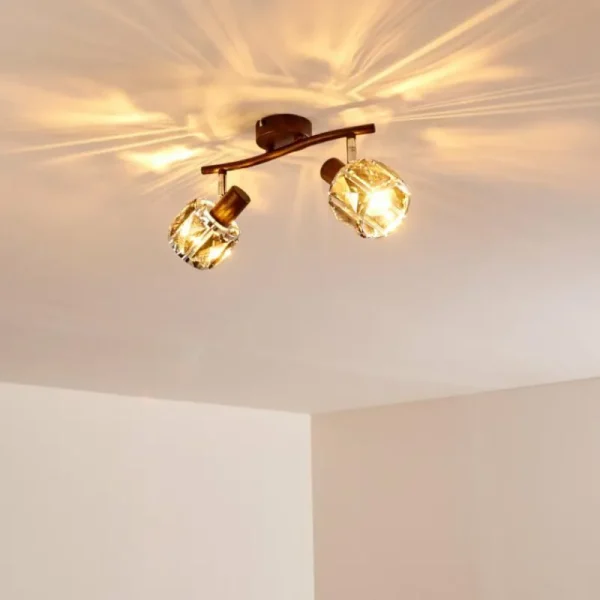 hofstein Plafonnier Micuna Bronze, 2 lumières* Lampes En Verre