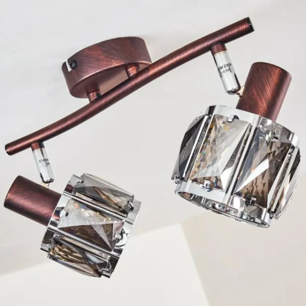 hofstein Plafonnier Micuna Bronze, 2 lumières* Lampes En Verre