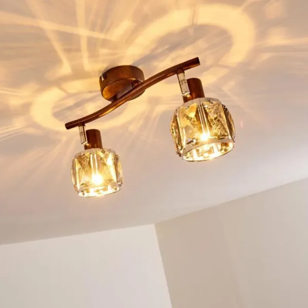 hofstein Plafonnier Micuna Bronze, 2 lumières* Lampes En Verre