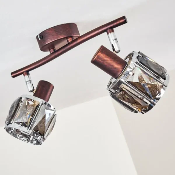 hofstein Plafonnier Micuna Bronze, 2 lumières* Lampes En Verre