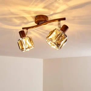 hofstein Plafonnier Micuna Bronze, 2 lumières* Lampes En Verre