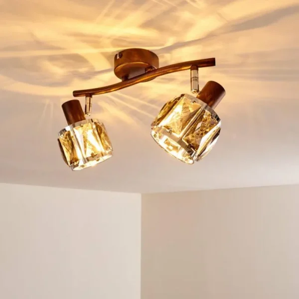 hofstein Plafonnier Micuna Bronze, 2 lumières* Lampes En Verre