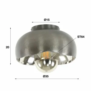hofstein Plafonnier Mirror Nickel mat, Noir, 1 lumière* Lampes Modernes