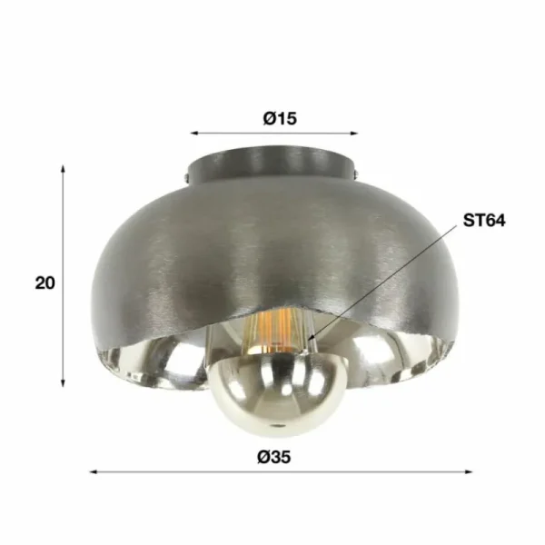 hofstein Plafonnier Mirror Nickel mat, Noir, 1 lumière* Lampes Modernes