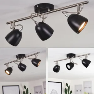 hofstein Plafonnier Moesdorf Nickel mat, Noir, 3 lumières* Lampes Modernes