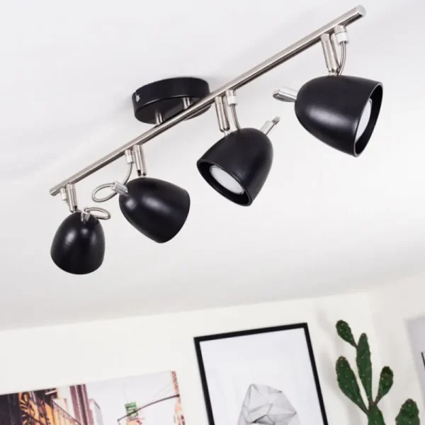 hofstein Plafonnier Moesdorf Nickel mat, Noir, 4 lumières* Lampes Modernes