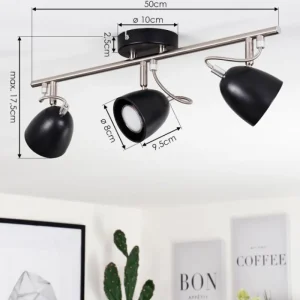 hofstein Plafonnier Moesdorf Nickel mat, Noir, 3 lumières* Lampes Modernes
