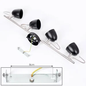 hofstein Plafonnier Moesdorf Nickel mat, Noir, 4 lumières* Lampes Modernes