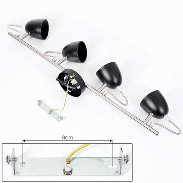 hofstein Plafonnier Moesdorf Nickel mat, Noir, 4 lumières* Lampes Modernes
