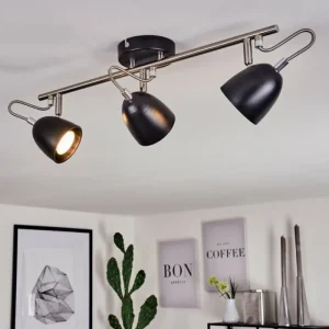 hofstein Plafonnier Moesdorf Nickel mat, Noir, 3 lumières* Lampes Modernes