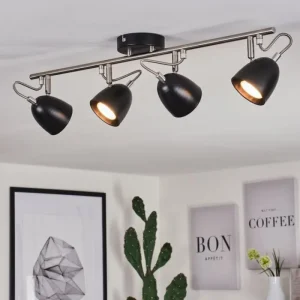 hofstein Plafonnier Moesdorf Nickel mat, Noir, 4 lumières* Lampes Modernes