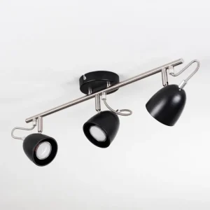 hofstein Plafonnier Moesdorf Nickel mat, Noir, 3 lumières* Lampes Modernes
