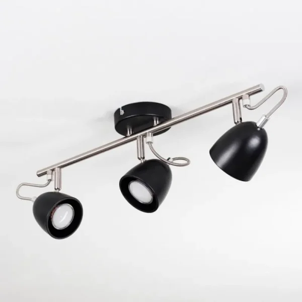 hofstein Plafonnier Moesdorf Nickel mat, Noir, 3 lumières* Lampes Modernes