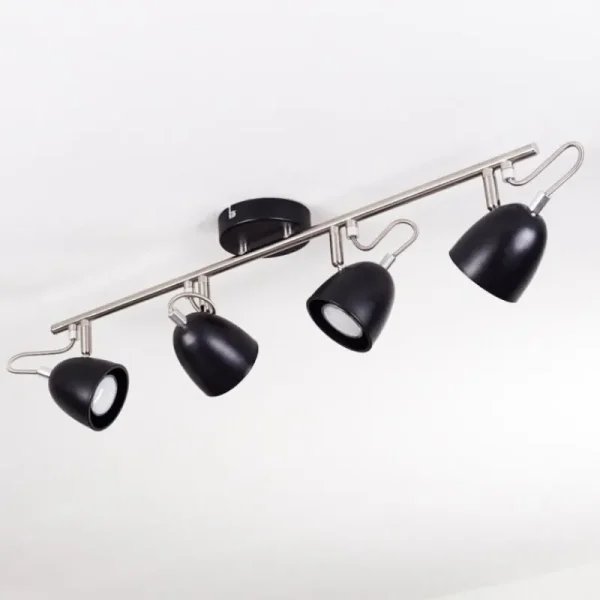hofstein Plafonnier Moesdorf Nickel mat, Noir, 4 lumières* Lampes Modernes
