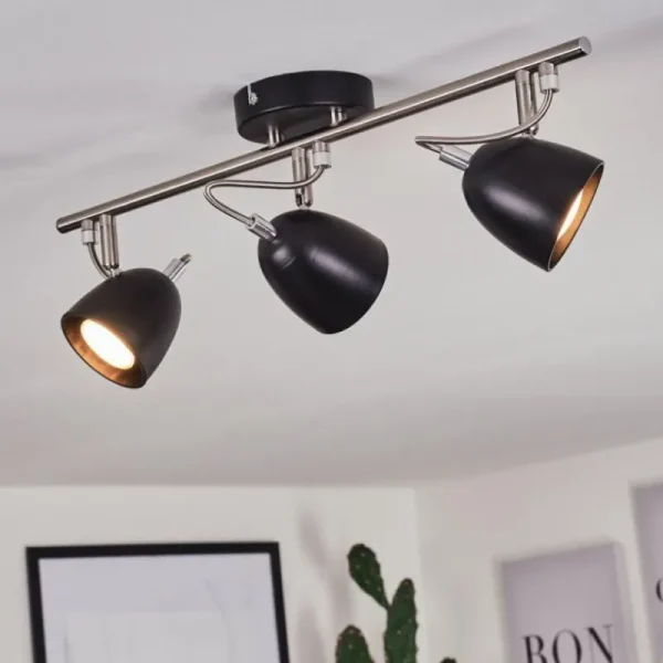 hofstein Plafonnier Moesdorf Nickel mat, Noir, 3 lumières* Lampes Modernes