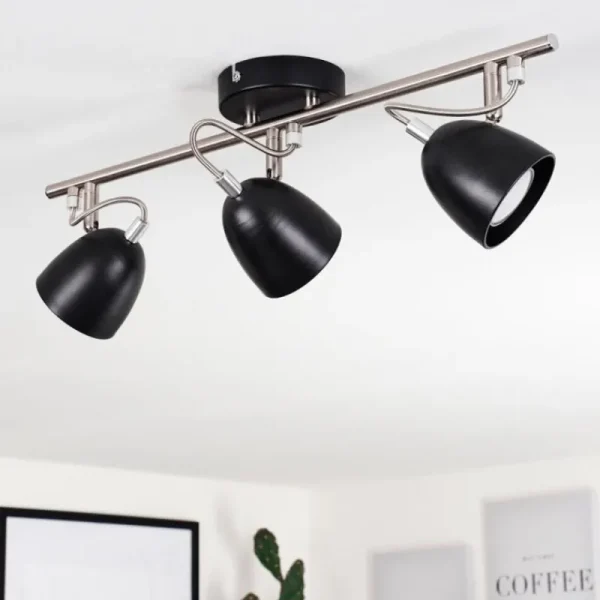 hofstein Plafonnier Moesdorf Nickel mat, Noir, 3 lumières* Lampes Modernes