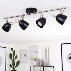 hofstein Plafonnier Moesdorf Nickel mat, Noir, 4 lumières* Lampes Modernes