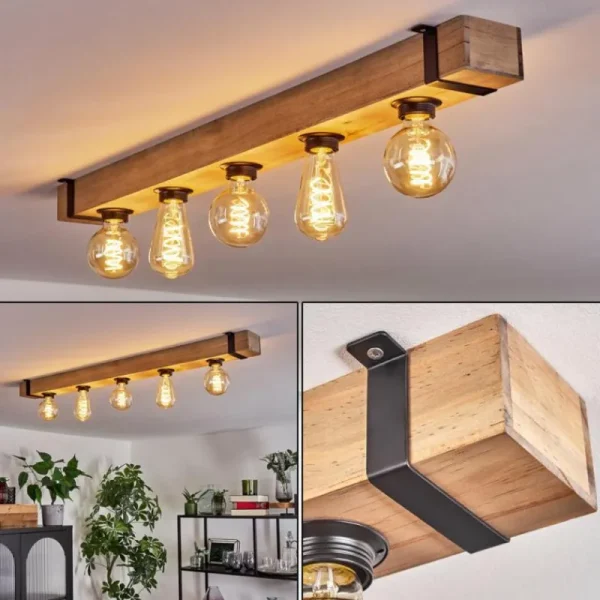 hofstein Plafonnier Montgomery Écru, Noir, 5 lumières* Lampes Modernes