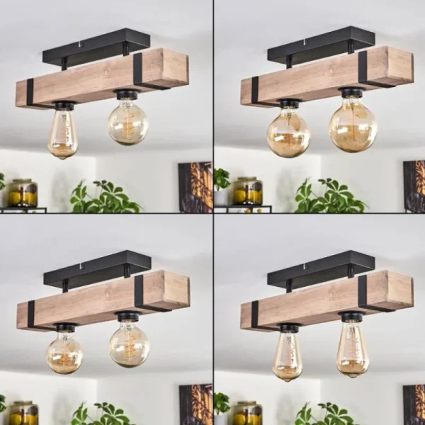 hofstein Plafonnier Montgomery Écru, Noir, 2 lumières* Lampes Modernes