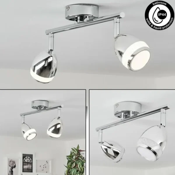 hofstein Plafonnier Morges LED Chrome, 2 lumières* Lampes Modernes