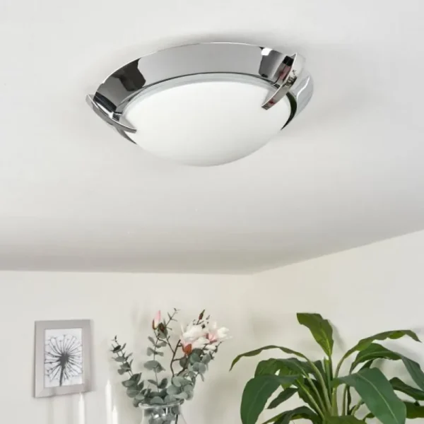 hofstein Plafonnier Morges LED Chrome, 1 lumière* Lampes En Verre