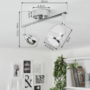 hofstein Plafonnier Morges LED Chrome, 2 lumières* Lampes Modernes