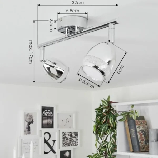 hofstein Plafonnier Morges LED Chrome, 2 lumières* Lampes Modernes