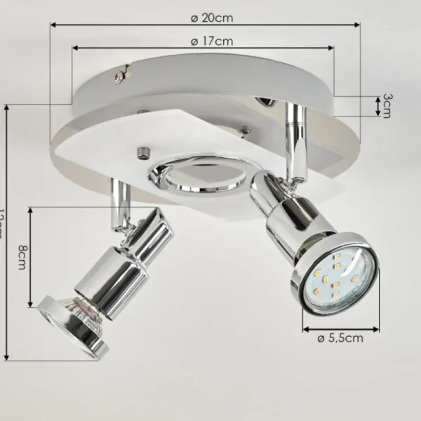 hofstein Plafonnier Morges LED Chrome, Nickel mat, 2 lumières* Lampes Modernes
