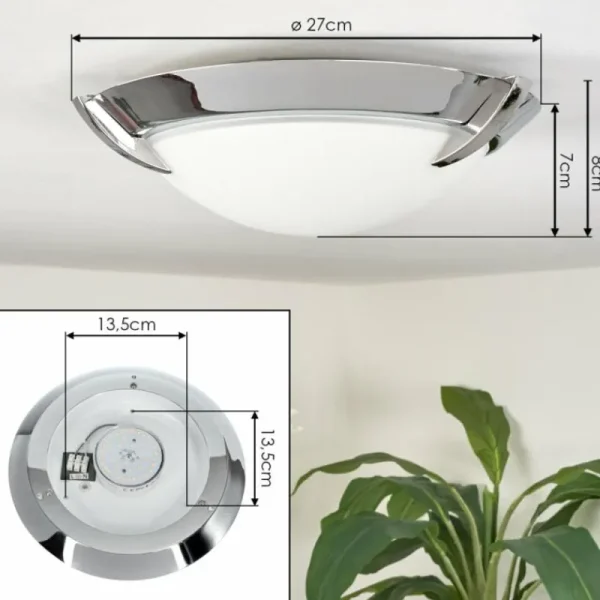 hofstein Plafonnier Morges LED Chrome, 1 lumière* Lampes En Verre