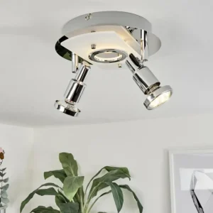 hofstein Plafonnier Morges LED Chrome, Nickel mat, 2 lumières* Lampes Modernes