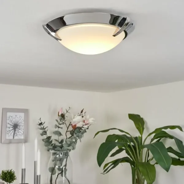 hofstein Plafonnier Morges LED Chrome, 1 lumière* Lampes En Verre