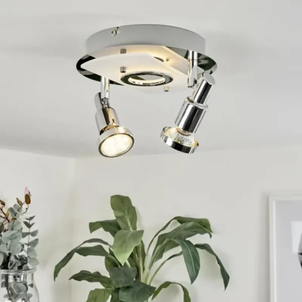 hofstein Plafonnier Morges LED Chrome, Nickel mat, 2 lumières* Lampes Modernes
