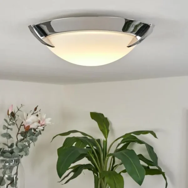 hofstein Plafonnier Morges LED Chrome, 1 lumière* Lampes En Verre