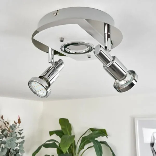 hofstein Plafonnier Morges LED Chrome, Nickel mat, 2 lumières* Lampes Modernes