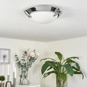hofstein Plafonnier Morges LED Chrome, 1 lumière* Lampes En Verre