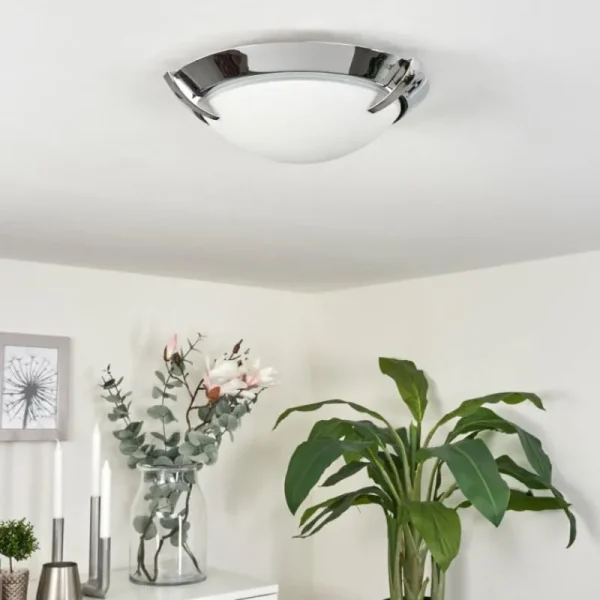 hofstein Plafonnier Morges LED Chrome, 1 lumière* Lampes En Verre