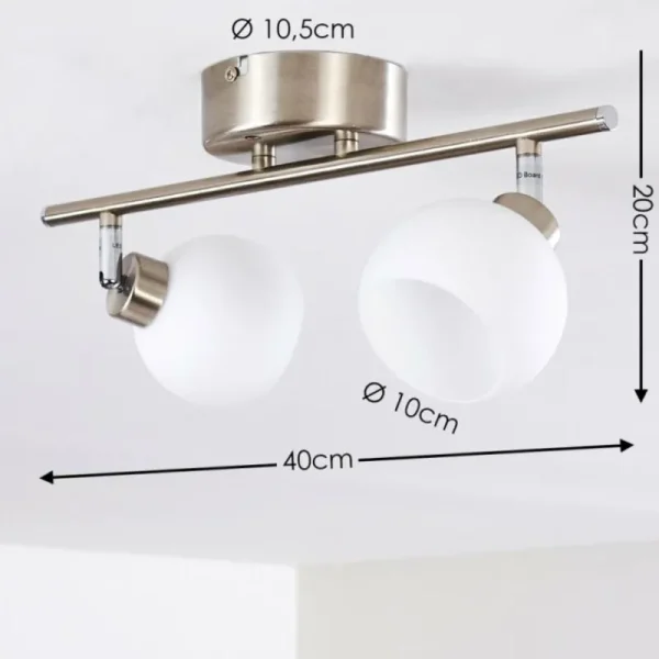 hofstein Plafonnier Motala LED Nickel mat, 2 lumières, Télécommandes, Changeur de couleurs* Lampes En Verre